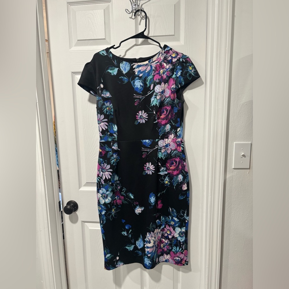 Betsey Johnson Blue and Pink Asymmetrical Sheath Dress